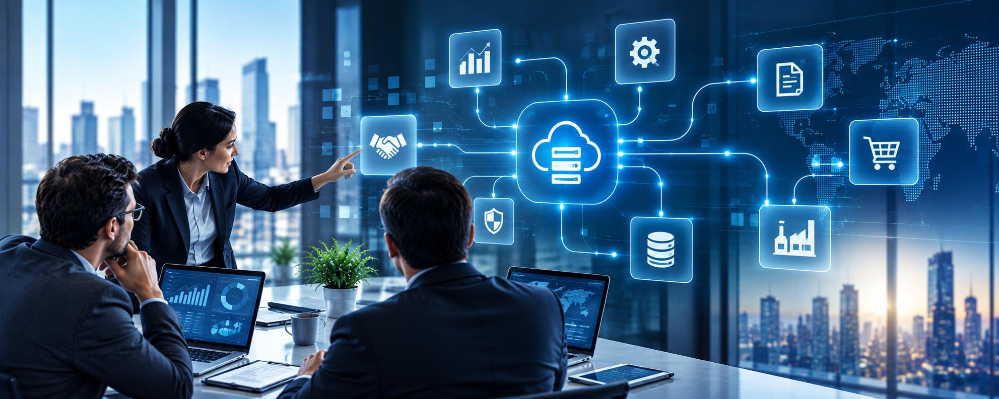 Illustration of connected enterprise applications and operational information